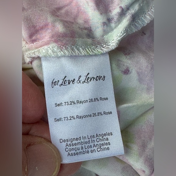 For Love And Lemons Paulina Pink and Green Floral Mini Dress - Picture 4 of 4